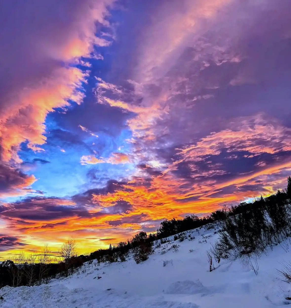 Winter sunset over the Blue Ridge